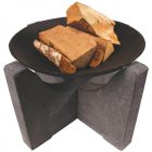 Feuerschale aus Stein mit Ständer aus Grattonit 60 cm