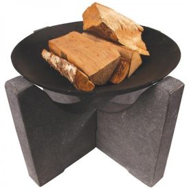 Feuerschale aus Stein mit Ständer aus Grattonit 60 cm