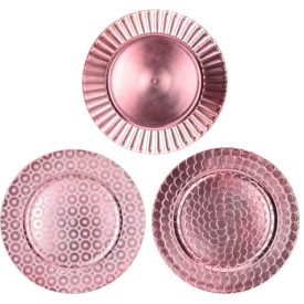 Pinky Polypropylen Teller mit drei Mustern rosa 33cm
