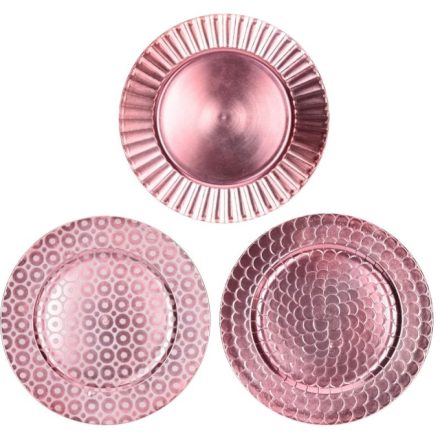 Pinky Polypropylen Teller mit drei Mustern rosa 33cm