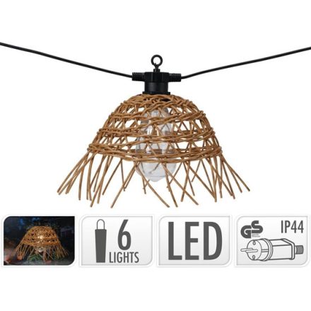 Schlauchparty Rattanlampe 6 Glühbirnen