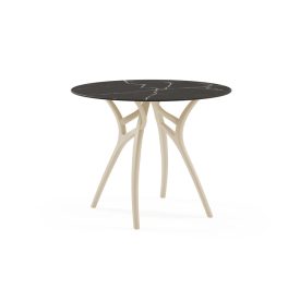 Ivy-L beige-schwarzer Marmortisch für draußen 90x90 cm