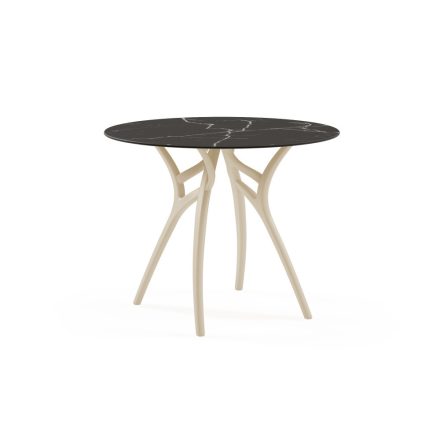 Ivy-L beige-schwarzer Marmortisch für draußen 90x90 cm