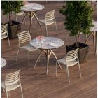 Ivy-L beige-schwarzer Marmortisch für draußen 90x90 cm