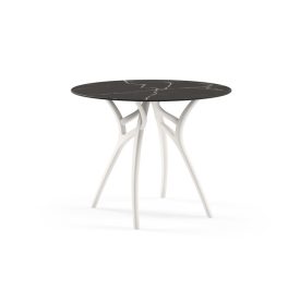 Ivy-L weiß-schwarzer Marmortisch für draußen 90x90 cm