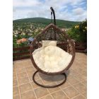 LO-6078 Brauner Hängesessel mit cremefarbenem Kissen