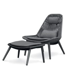   Como lounge Gartensessel mit Fußstütze anthrazit/dunkelgrau