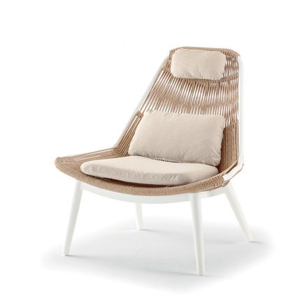 Como lounge Gartensessel mit Fußstütze weiß/champagner