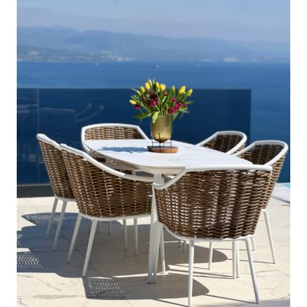 LO-A618F Garten-Rattan-Essgarnitur